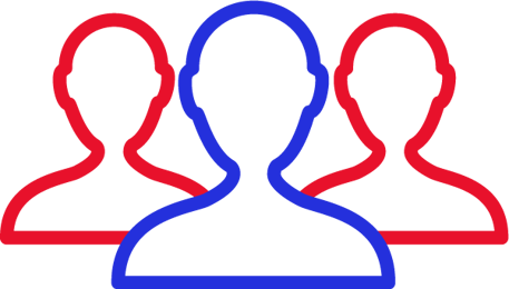 Team Staff Workers Less Labour Icon Red & Blue