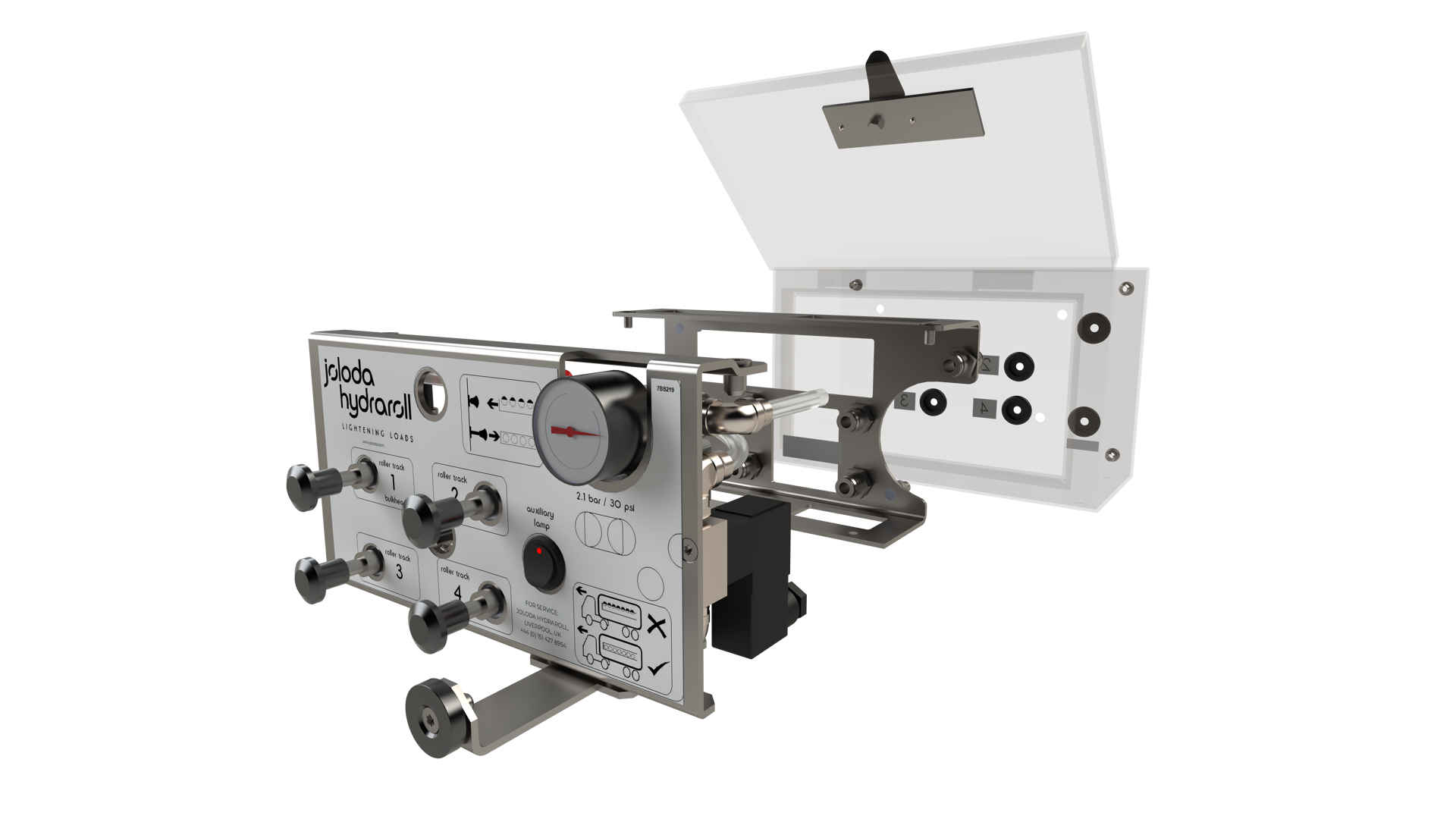 expanded view of the pneumatic control box that controls rollertrack system