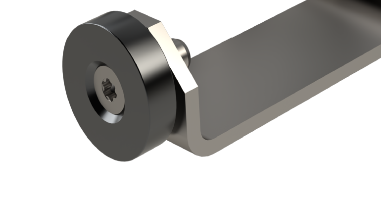 Close up view of magnet used to keep pneumatic control box lid closed when trailer or truck is in transit